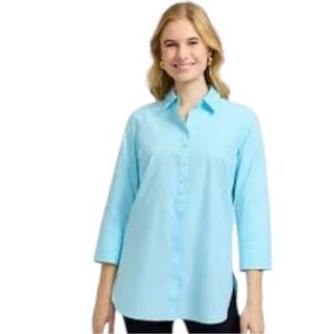 Orvis vintage button down tunic with side pockets size 16 women’s sky blue EUC
